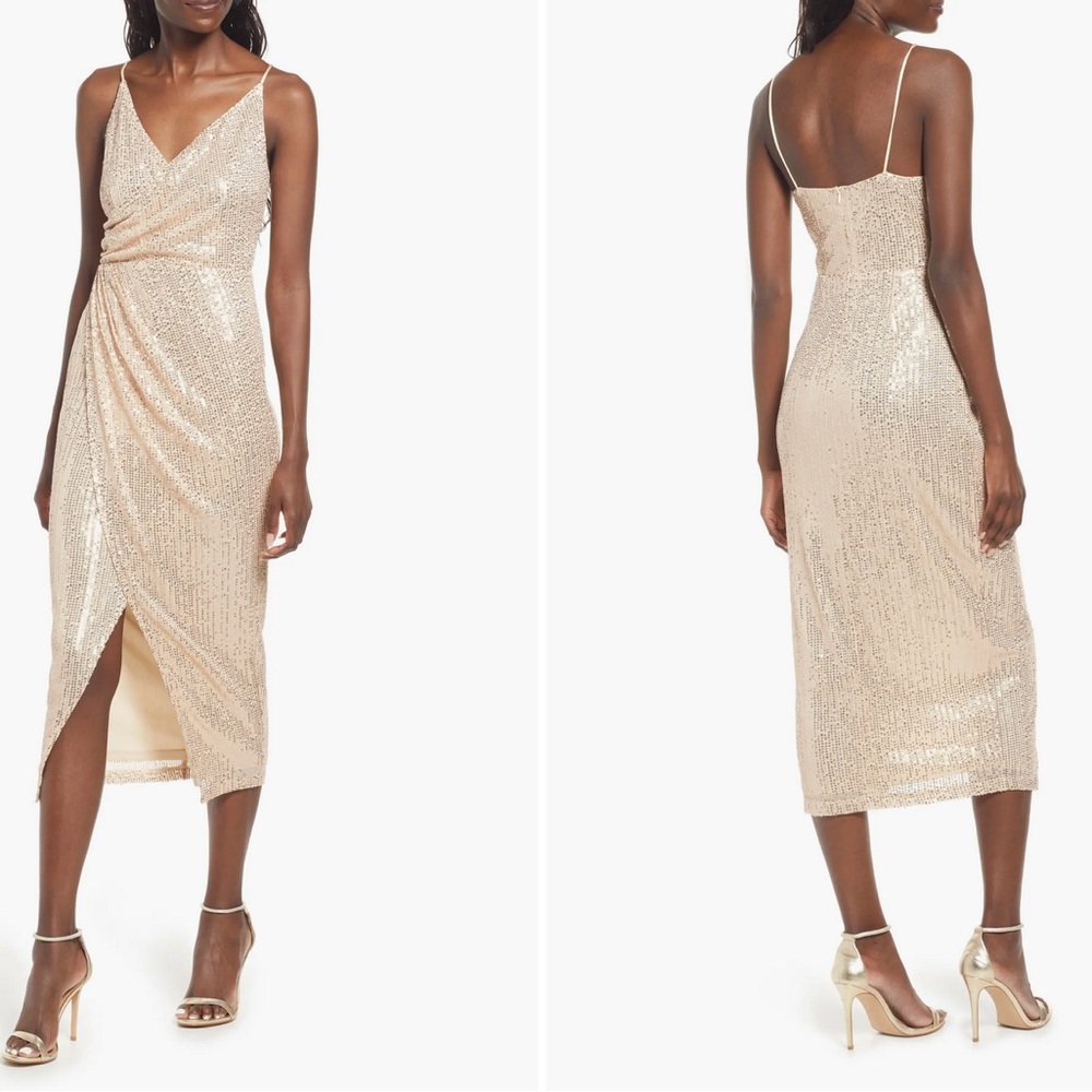 Sequin Cocktail Midi Dress